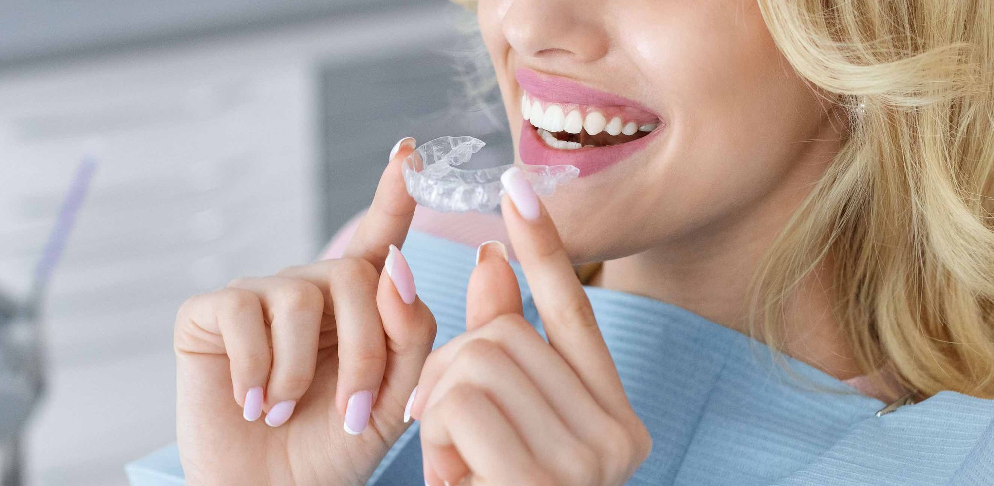 Blonde Woman with Invisalign clear braces