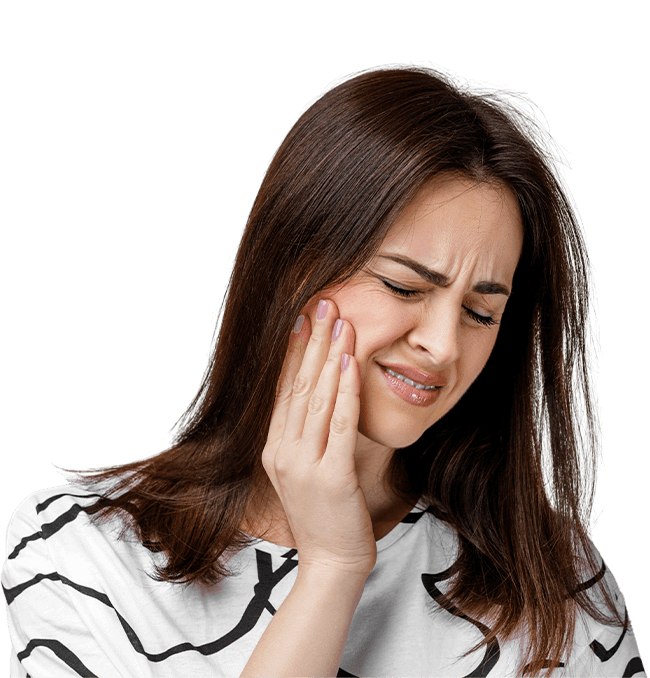 Woman in pain, holding her face