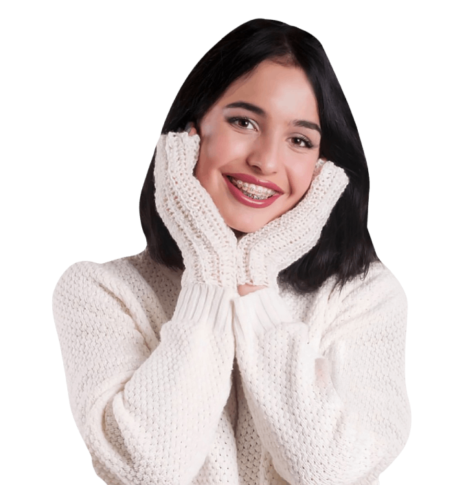 Woman with braces smiling.