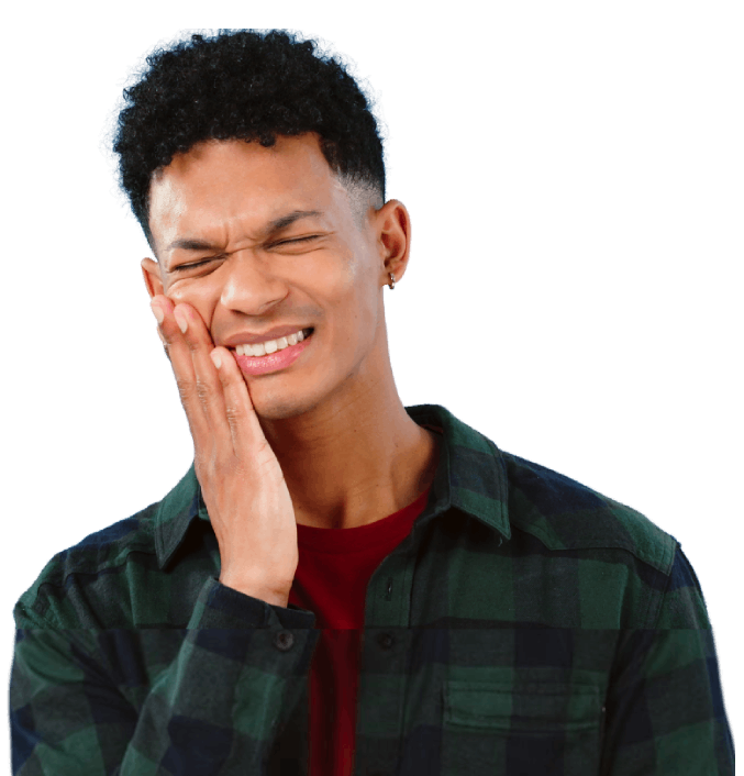 Man holding his jaw in pain.